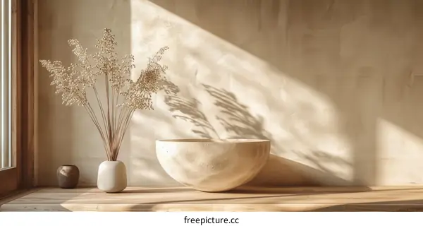 Minimalist Interior Design with Sunlight and Shadows