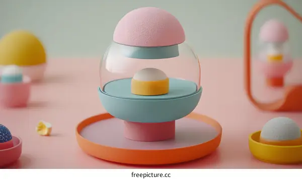 Abstract 3D Rendered Scene with Colorful Geometric Shapes