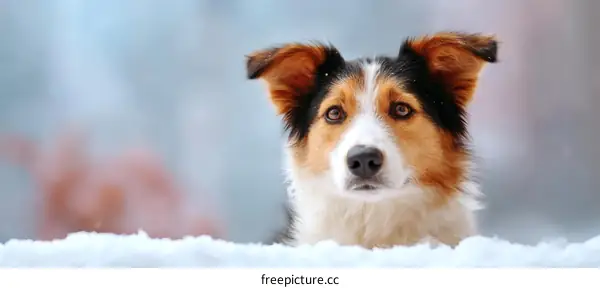 Winter Portrait of a Border Collie Dog