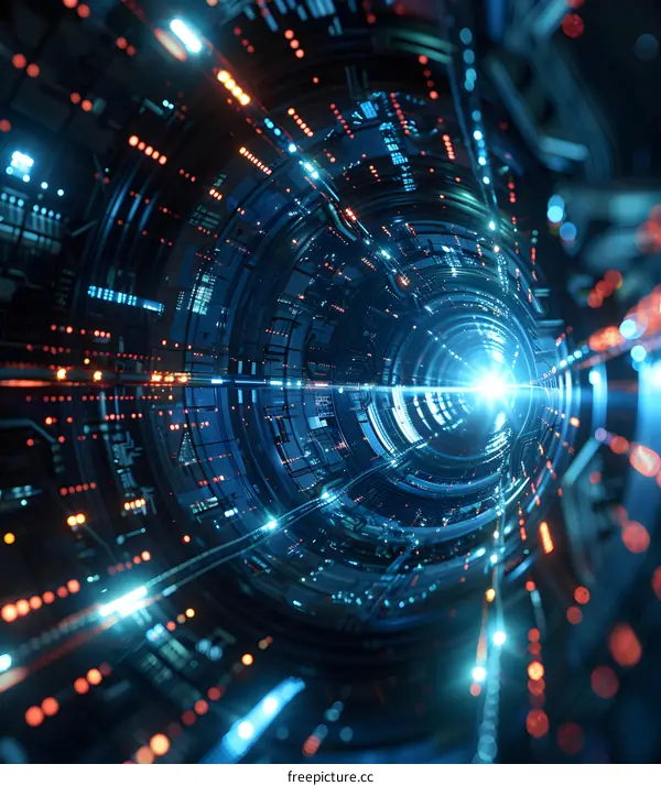 Futuristic Abstract Tunnel With Glowing Lights