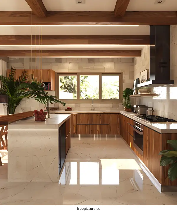 Modern Kitchen with Wooden Cabinets