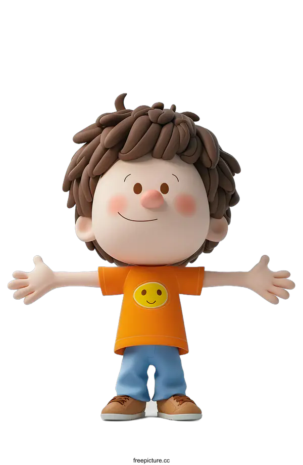[Transparent Background PNG]Cartoon Boy with Open Arms