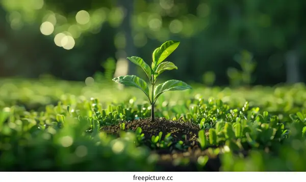 A Young Plant Growing in Sunlight