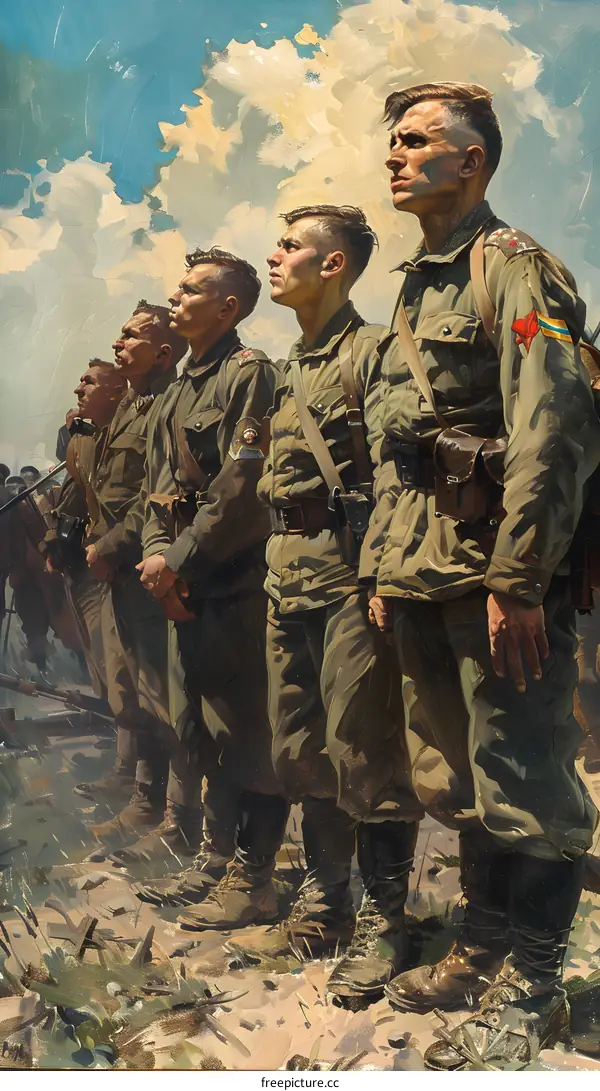 A group of soldiers standing in a field