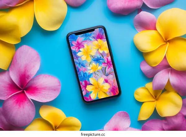 Floral Phone Screen With Pink And Yellow Flowers