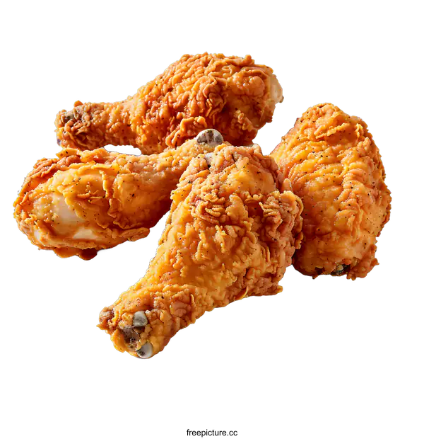 [Transparent Background PNG]Four Pieces of Crispy Fried Chicken