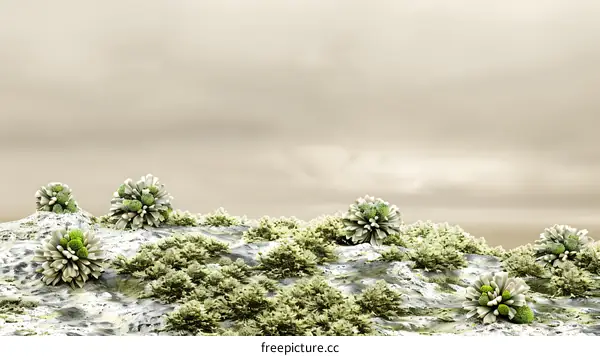 Abstract 3D Render of Green Plants in a Dusty Landscape