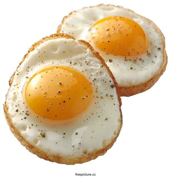 [Transparent Background PNG]Two fried eggs with black pepper