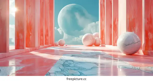 Abstract Futuristic Pink Architecture