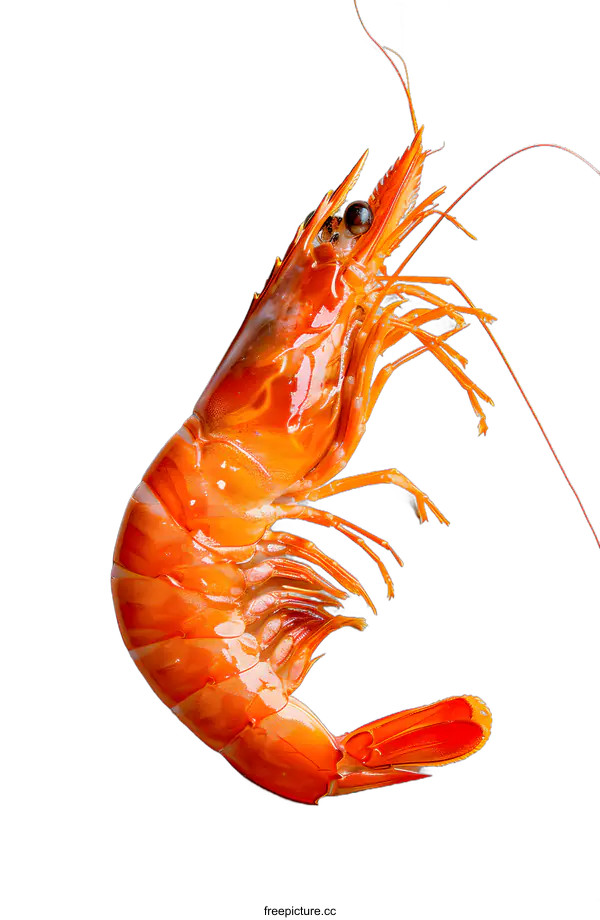 [Transparent Background PNG]A Single Cooked Shrimp on White Background