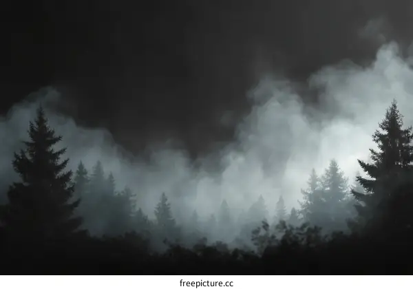 Misty Forest at Night