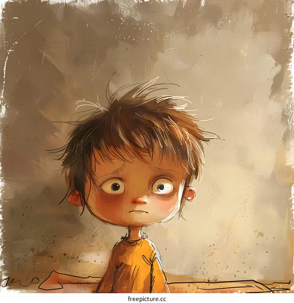 Sad Boy Cartoon Illustration
