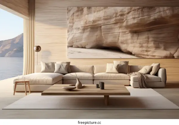 Minimalist Living Room with Ocean View