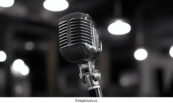 Vintage Microphone in a Dark Room