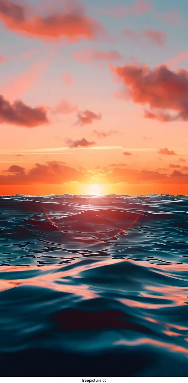 Golden Hour Sunset Over The Ocean