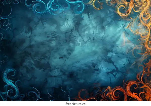 Blue and red swirls on a blue background