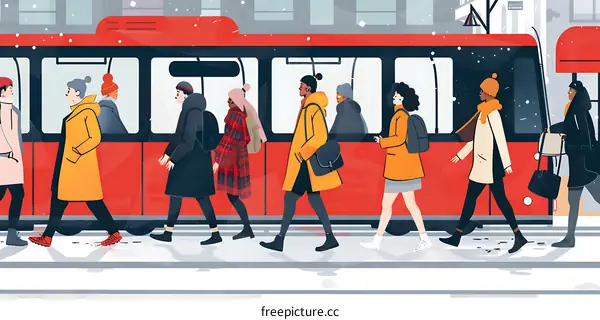 People Walking in Winter