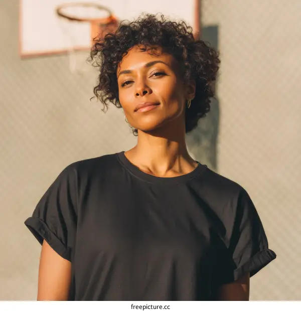 Woman in Black T-Shirt Outdoor Portrait