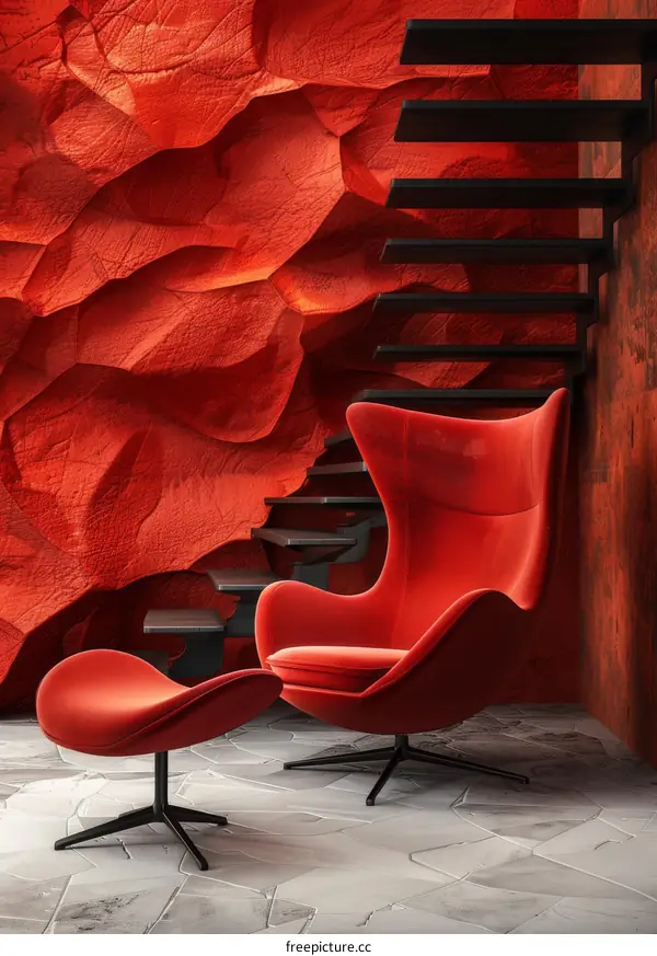 Red Modern Minimalist Home Interior Design