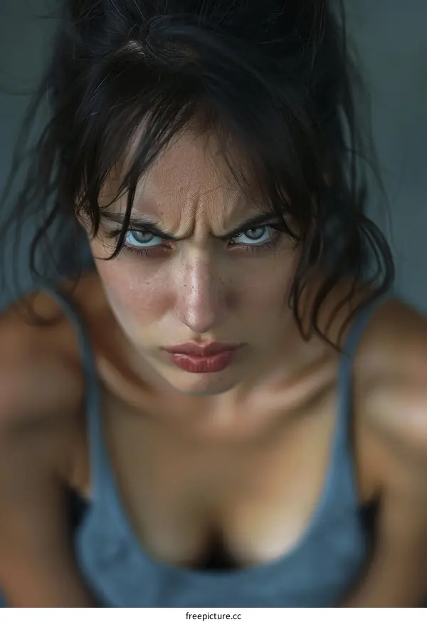 Close Up Portrait of a Woman with Intense Expression