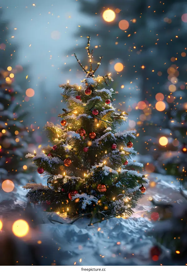 Christmas tree in the snow