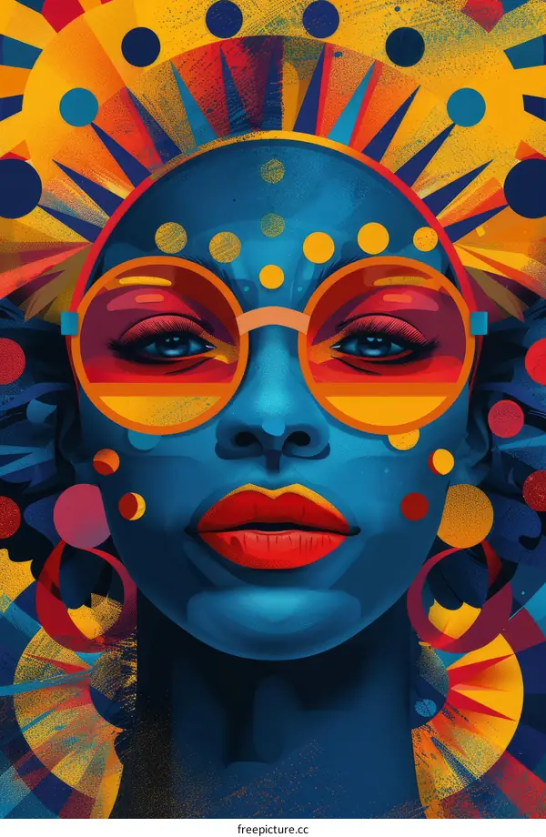 Vibrant Portrait of a Black Woman Wearing Sunglasses