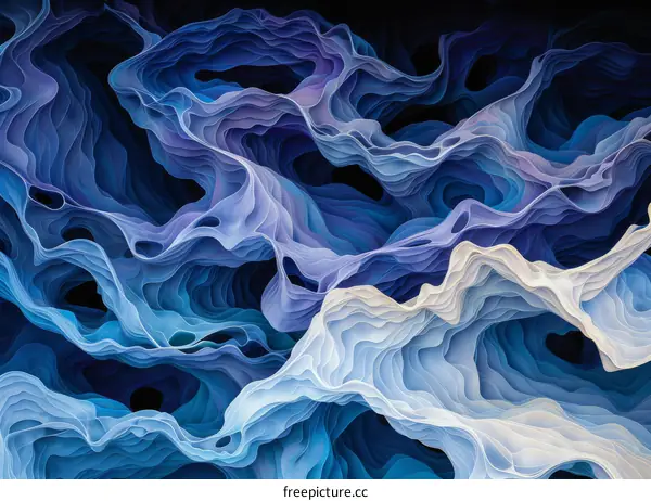 Abstract Blue and White Canvas Painting