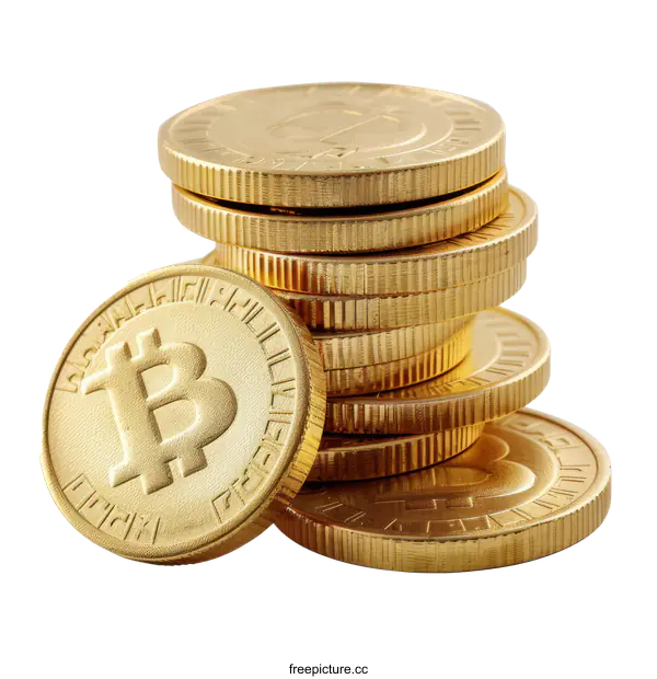 [Transparent Background PNG]Stack of Gold Coins Isolated on White Background