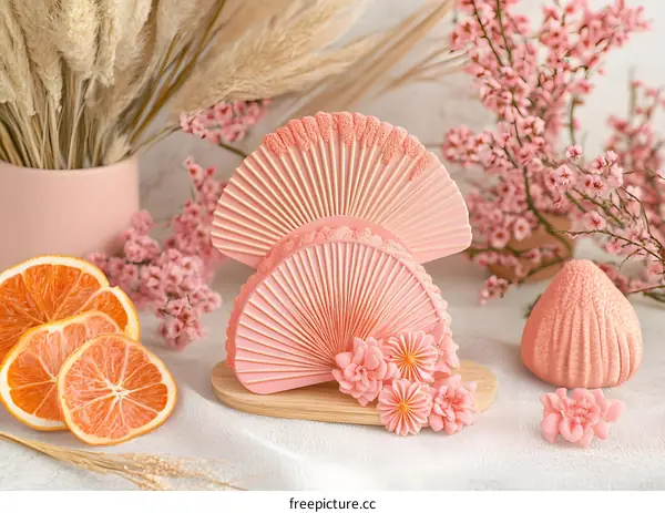 Pink Floral Decor with Fan Shaped Design