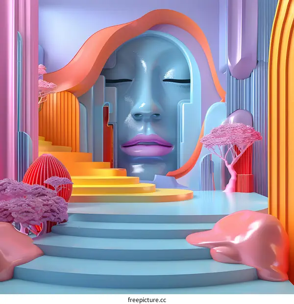 Surrealism female face sculpture