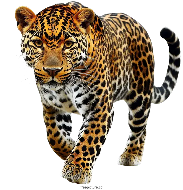 [Transparent Background PNG]Majestic Leopard in Action