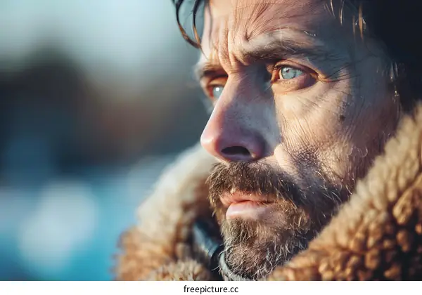 Portrait of a man with a beard and blue eyes