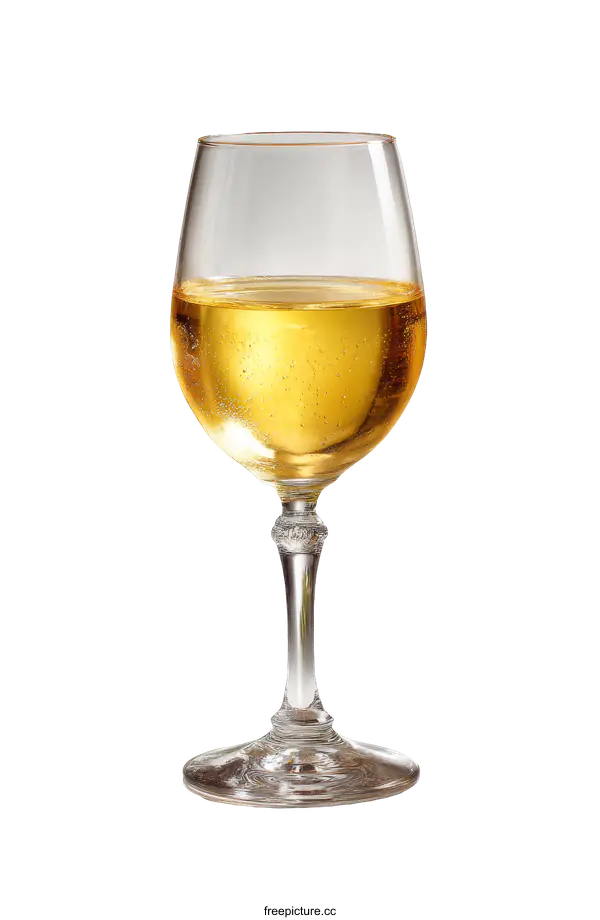 [Transparent Background PNG]Elegant Wine Glass with Golden Liquid