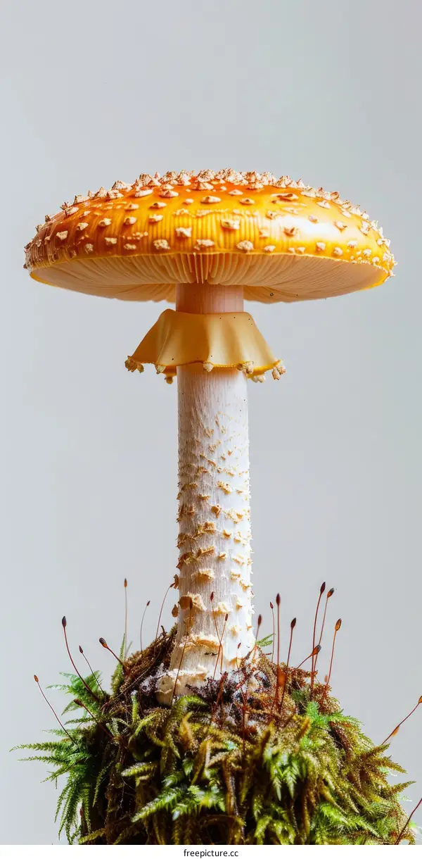 close up photo of a large orange and white mushroom