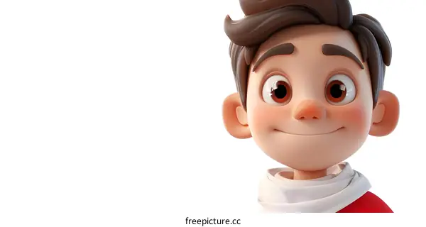 3D rendering of a cute cartoon boy