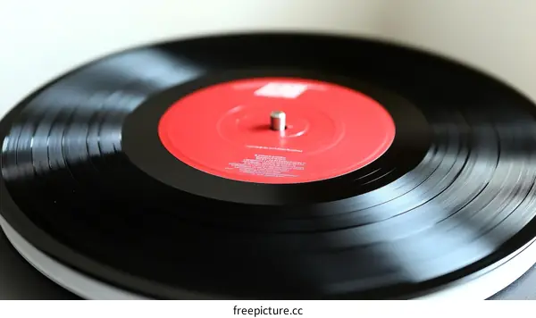 Vintage Vinyl Record Playing Close Up