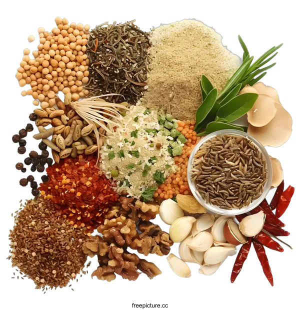 [Transparent Background PNG]Various Spices and Herbs for Cooking