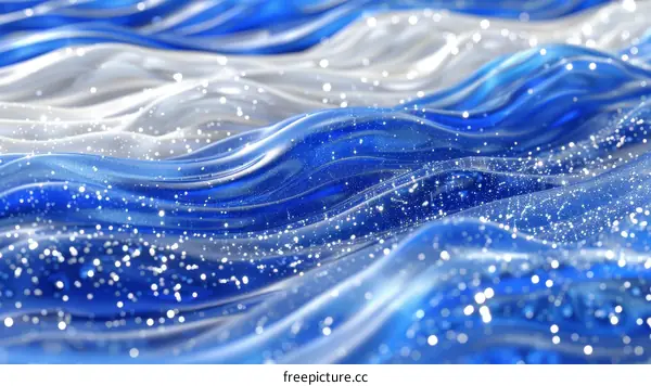 Blue and white silk-like fluid waves background