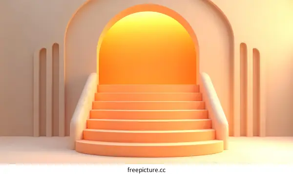 Pastel Peachy Archway Steps  Minimalist Scene