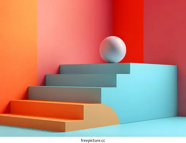 3d rendering podium with geometric shapes