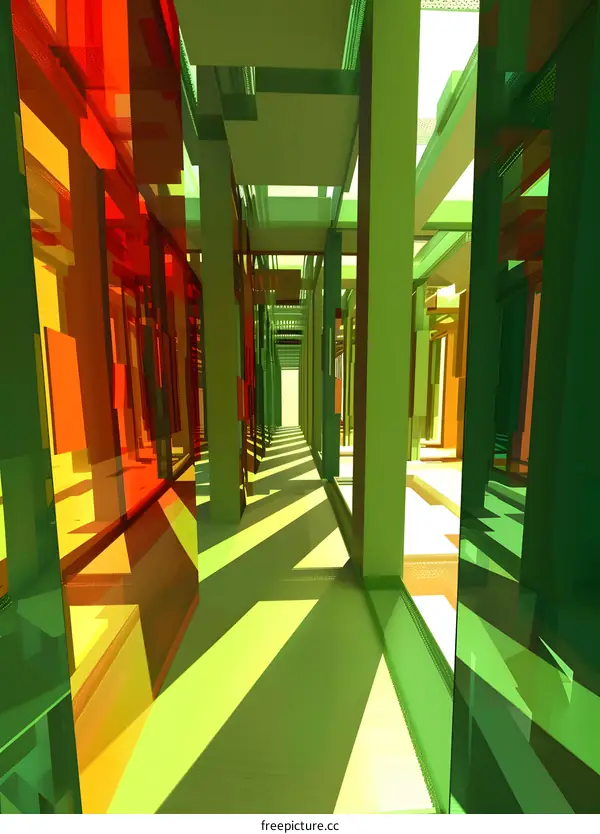 Abstract Architecture Design With Colorful Glass Panels