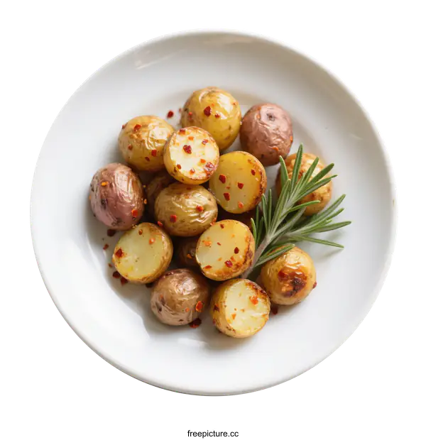 [Transparent Background PNG]Roasted Multi-colored Baby Potatoes with Rosemary and Spices