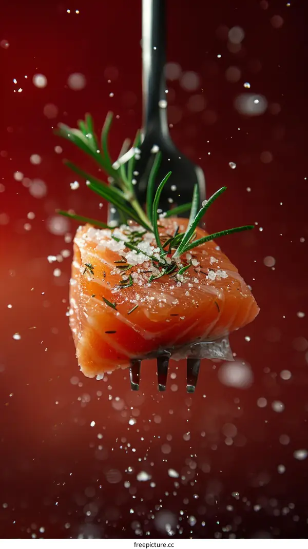 A forkful of delicious salmon