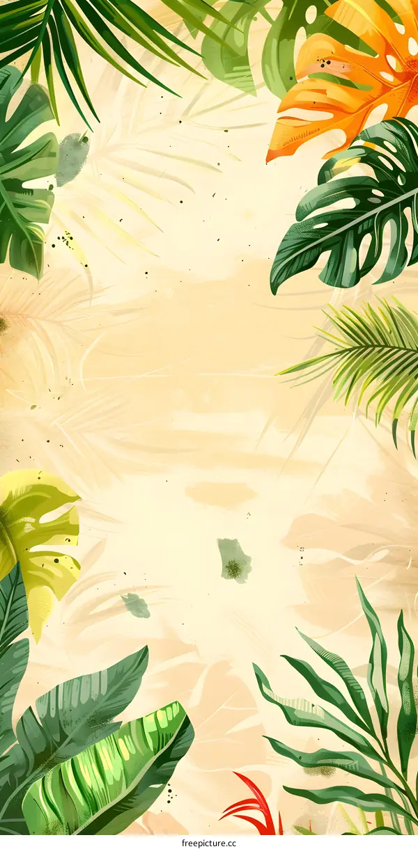 Tropical Leaves Summer Background Illustration