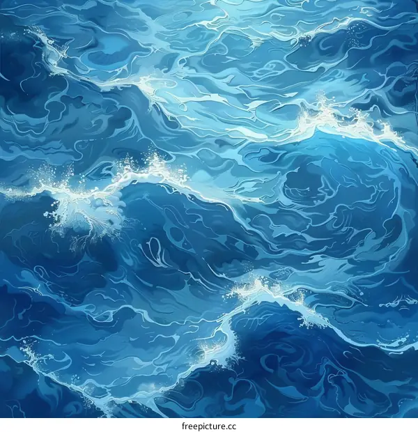 An illustration of a rough ocean with large, choppy waves