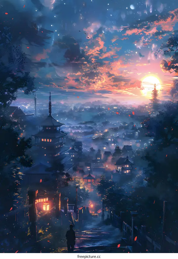 Sunset Over Ancient Japan