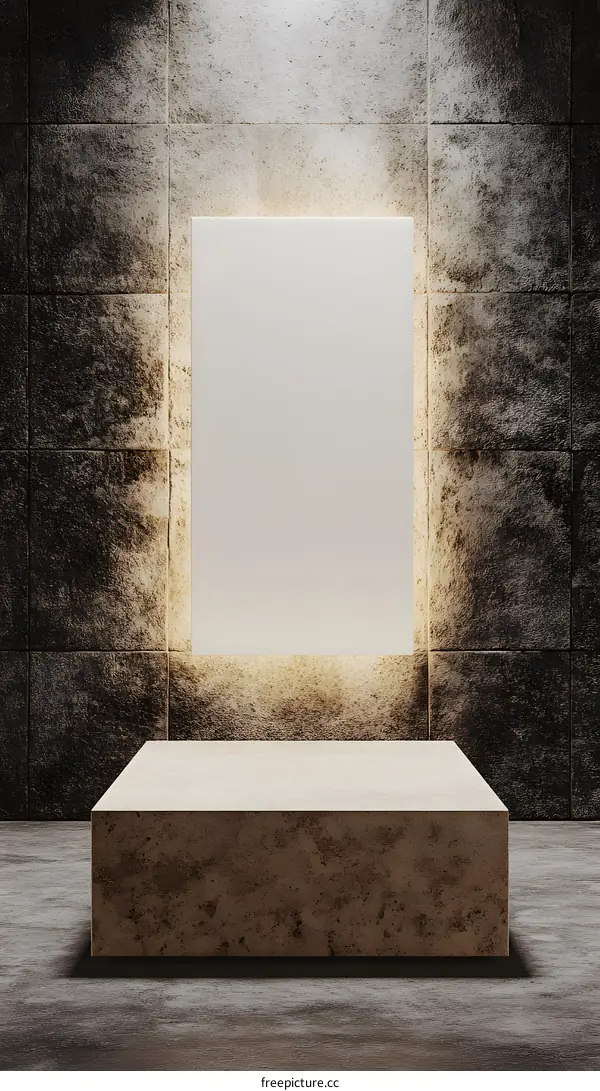 Minimalist White Canvas On Wooden Platform