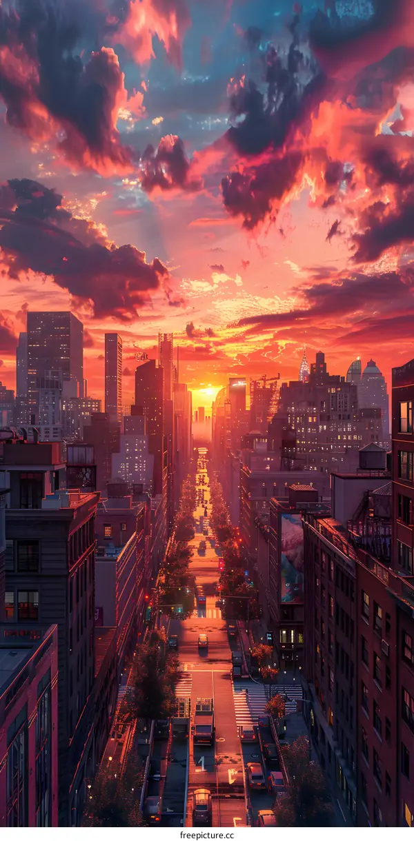 City Street at Sunset