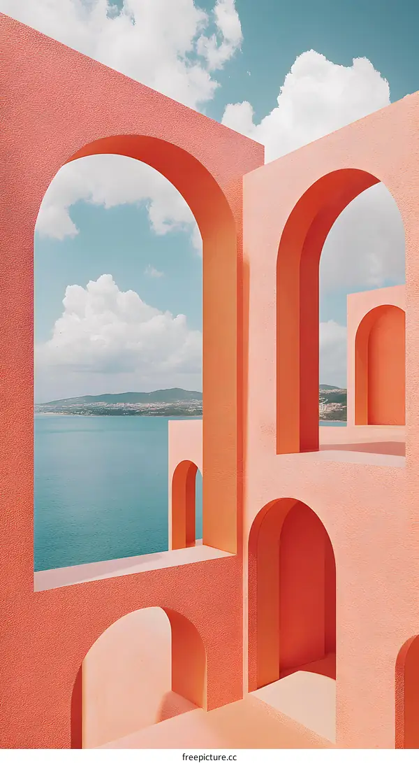 Abstract Architecture With Ocean View And Arches