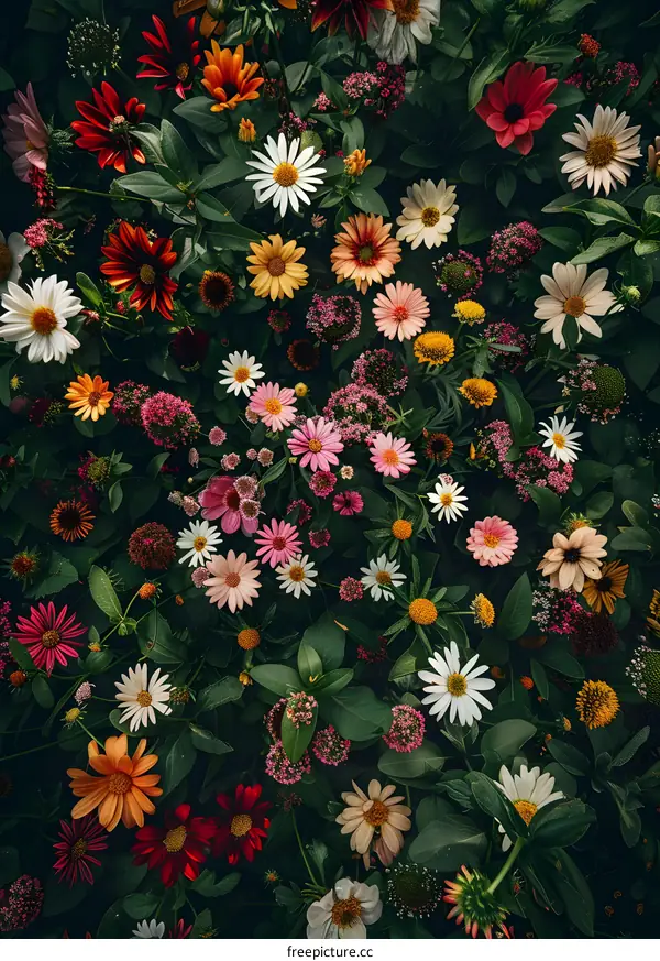Colorful Flowers in Garden Background